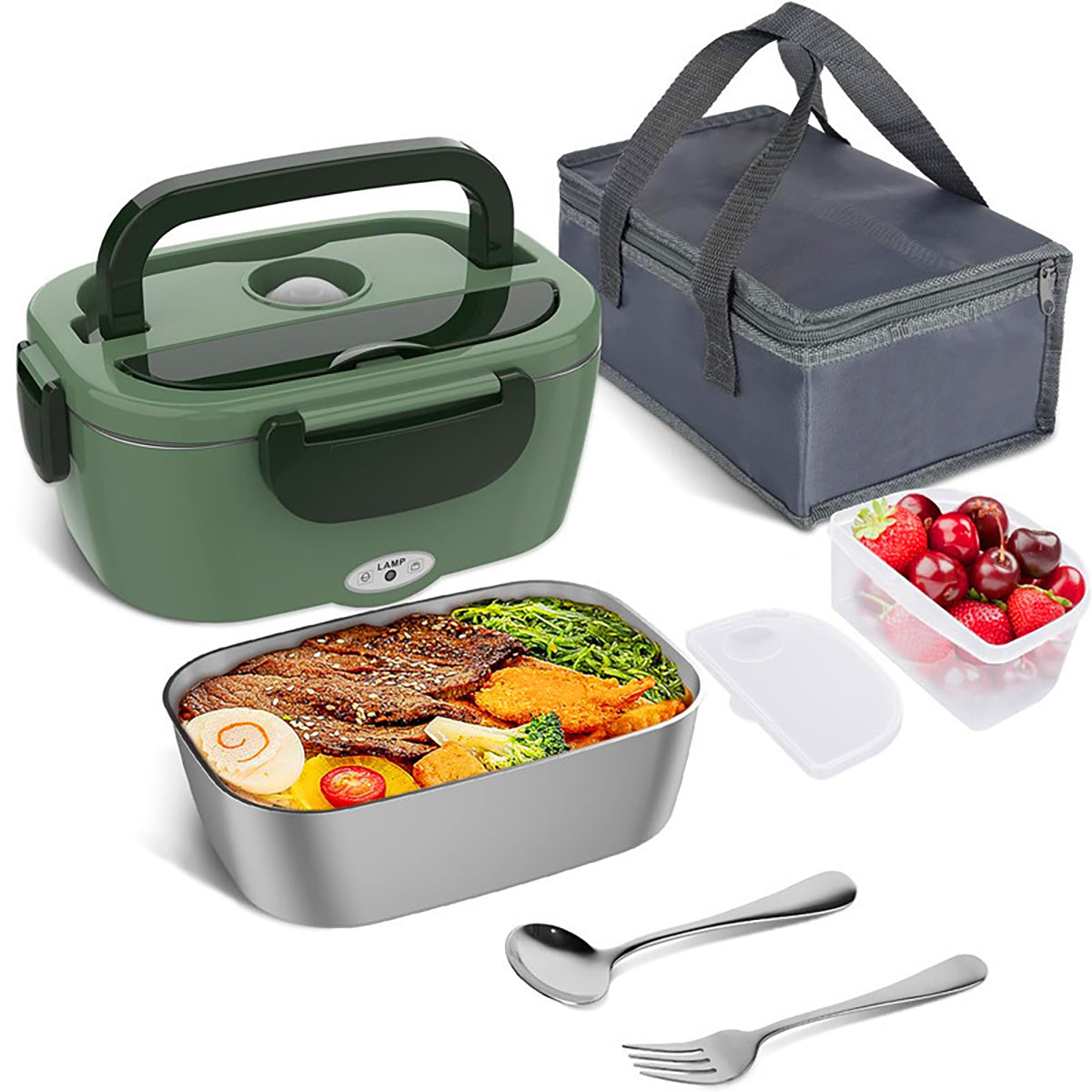 ThermosiMeal | Portable Electric Heating Lunch Box with Dual Stainless Steel Containers