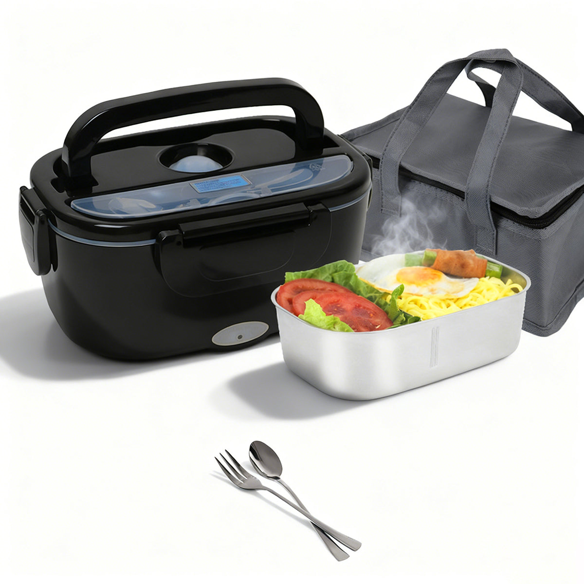 ThermosiMeal | Portable Electric Heating Lunch Box with Dual Stainless Steel Containers