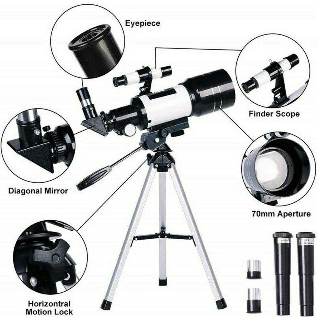 CosmoView | Astronomical Refractor Telescope 70mm Aperture 300mm Focal Length with Phone Adapter