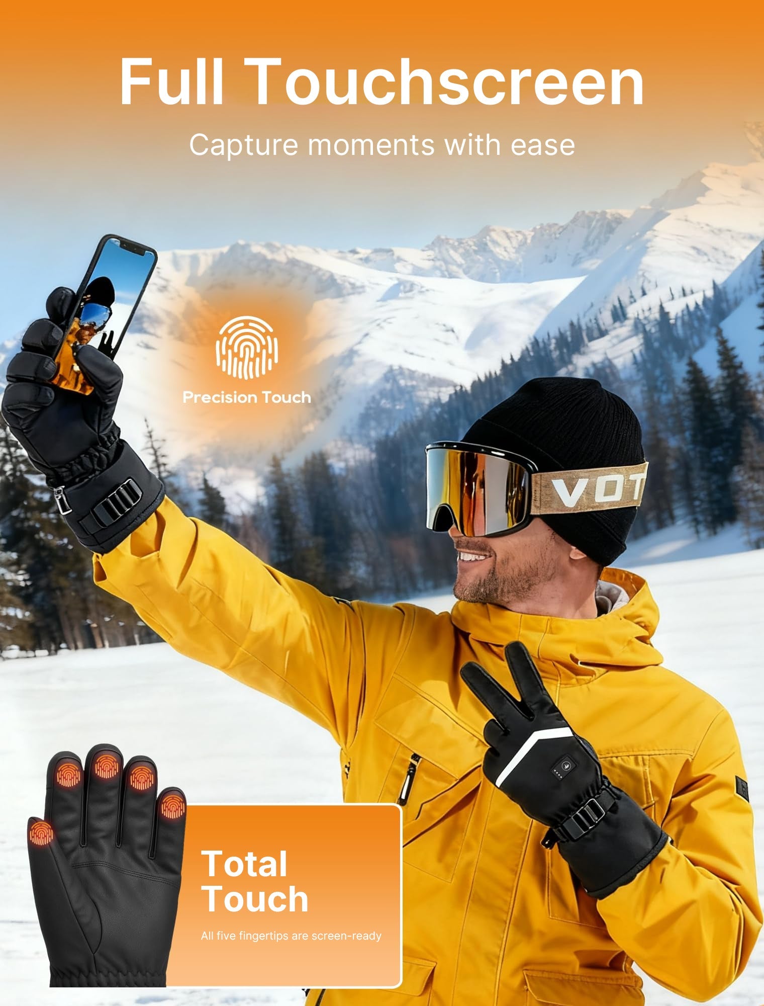 HeatMastery | Waterproof Rechargeable Touchscreen Heated Gloves