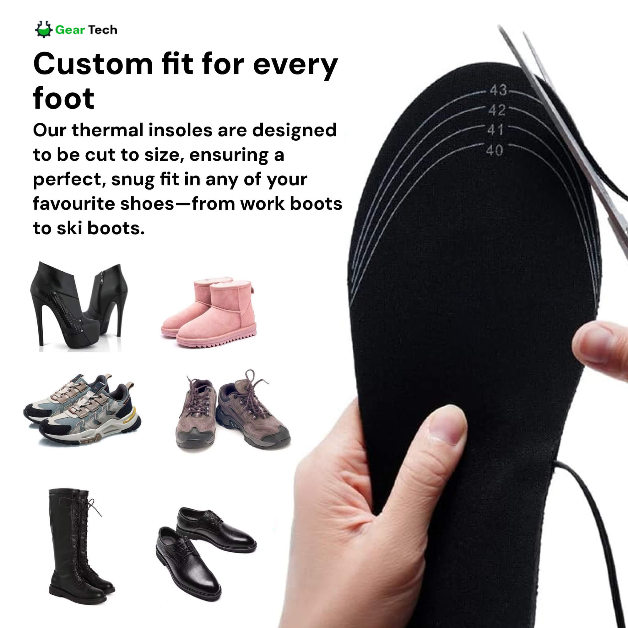 Rechargeable Heated Insoles, Electric Foot Warmers for Boots & Winter Work