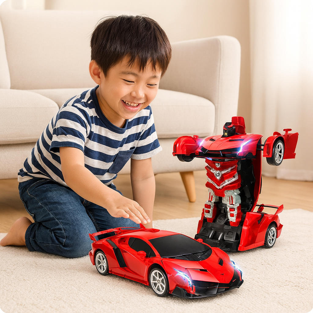 TurboDrive | 2-in-1 Transforming Remote Control Robot Car Toy with LED Lights & Sound