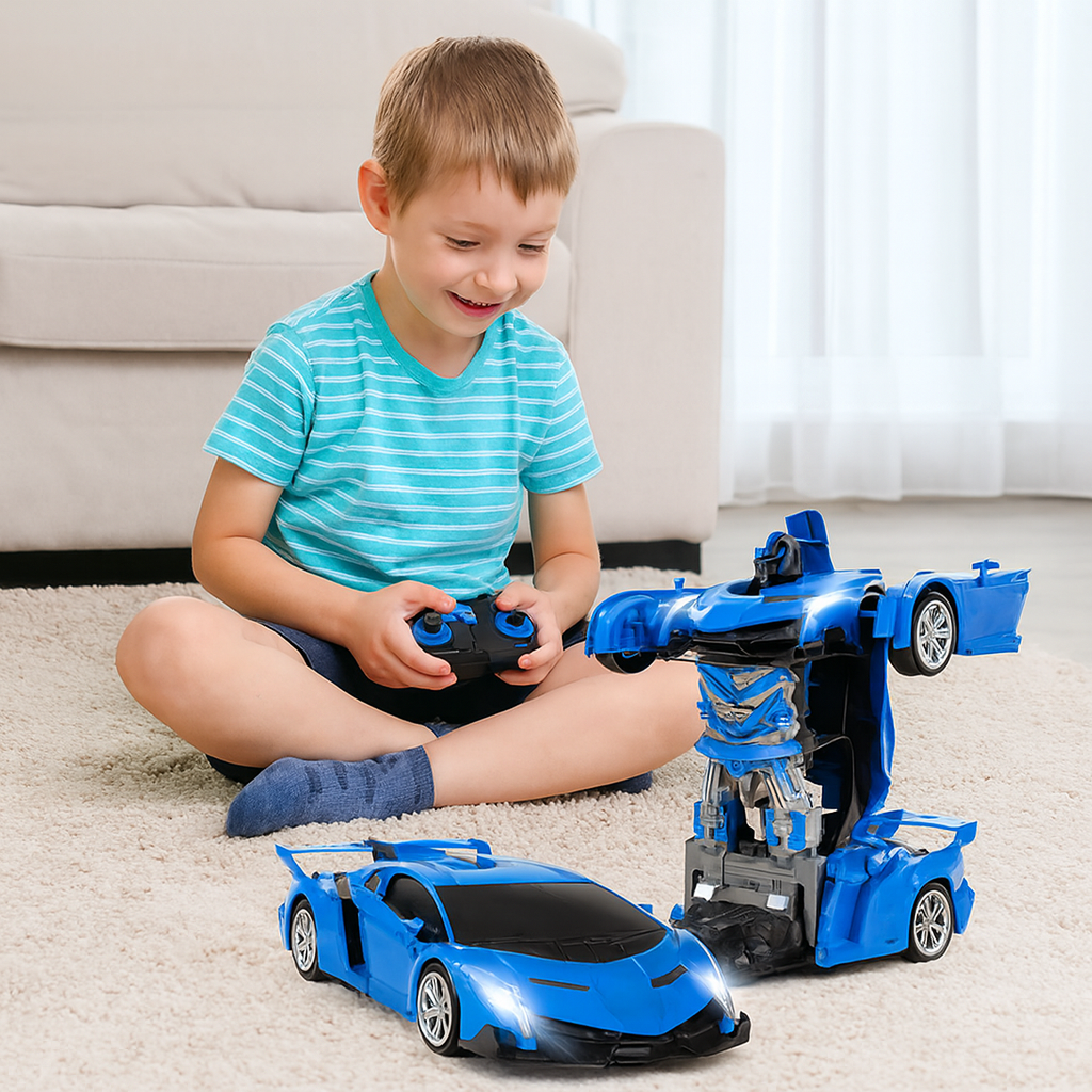 TurboDrive | 2-in-1 Transforming Remote Control Robot Car Toy with LED Lights & Sound