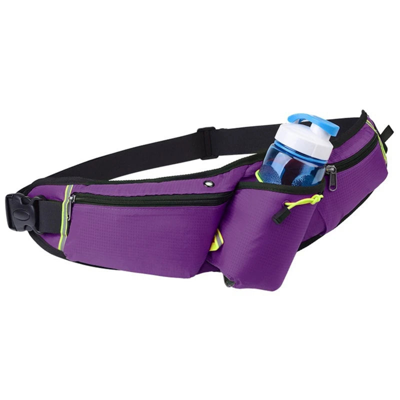 RunEase Waterproof Running Belt with Drink Holder – Adjustable Nylon Hydration Waist Pack for Jogging & Hiking