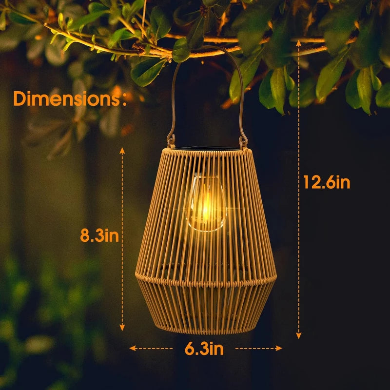 Handwoven Outdoor Solar Lanterns with Tungsten Light | Waterproof Garden Lamp