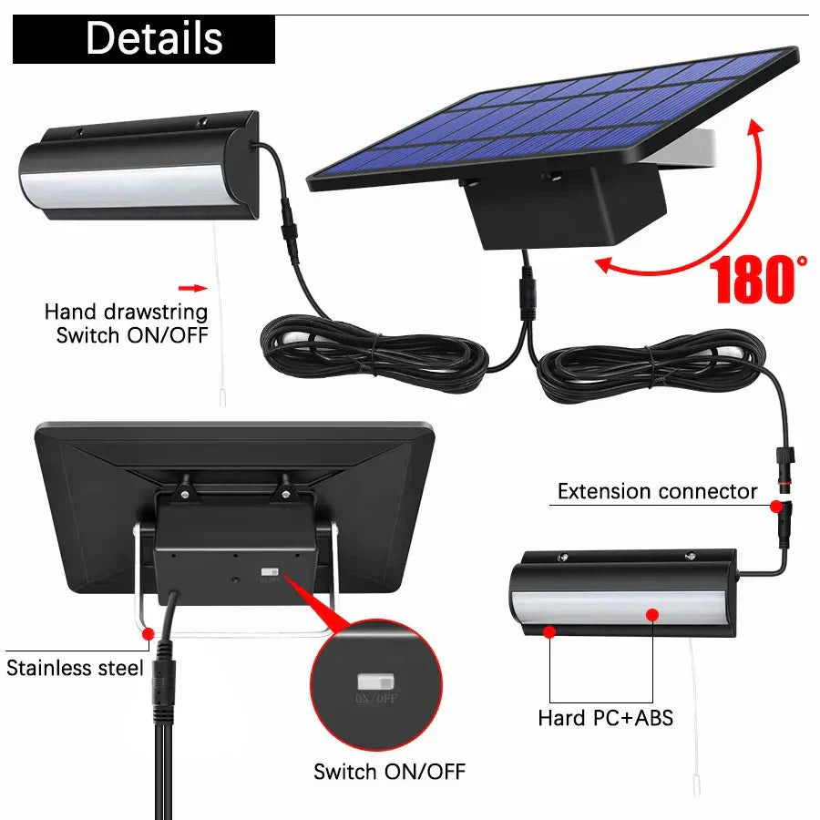 Solar Powered Indoor Outdoor Light | Waterproof Shed Pendant with Pull Switch