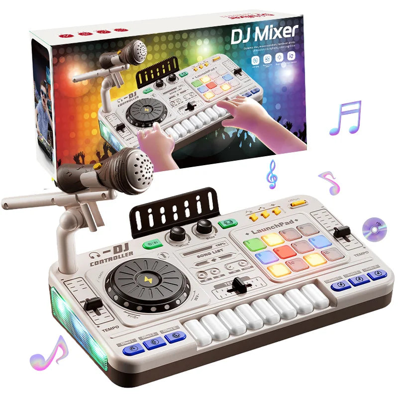 Kids DJ Mixer Music Toy and Educational Musical Playset with Microphone