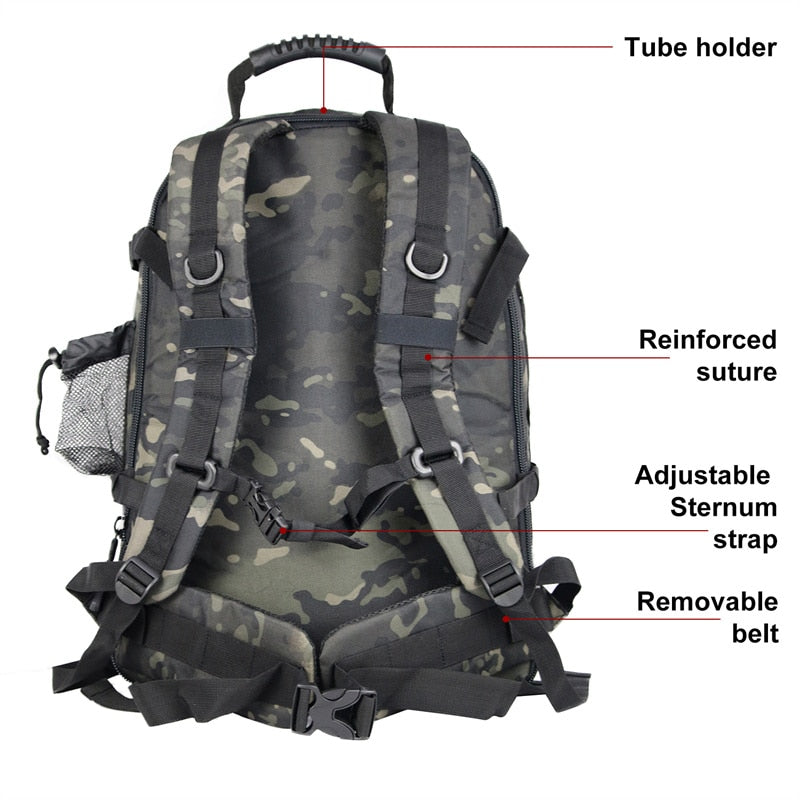 60L Military Tactical Backpack, Expandable Waterproof Rucksack for Hiking, Camping, Travel, & Outdoor Use