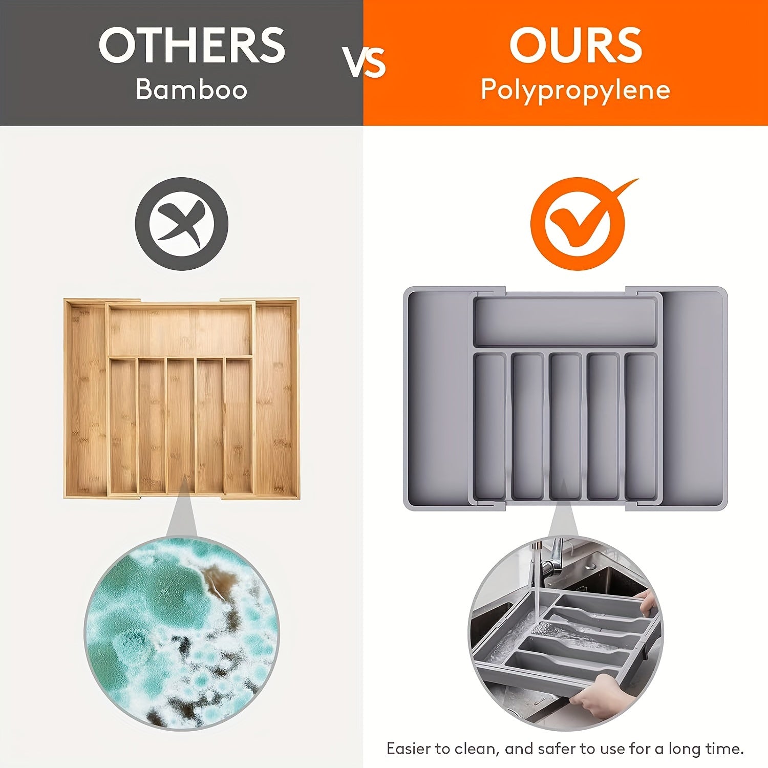 Expandable Cutlery Drawer Organizer | Adjustable Silverware & Flatware Tray