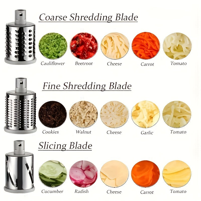 Rotary Drum Grater & Vegetable Slicer | Hand Crank Shredder for Fruit