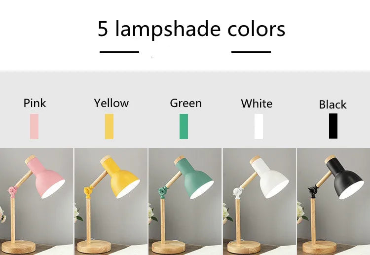 Nordic Wooden LED Table Lamp, Eye Protection Bedside Night Light