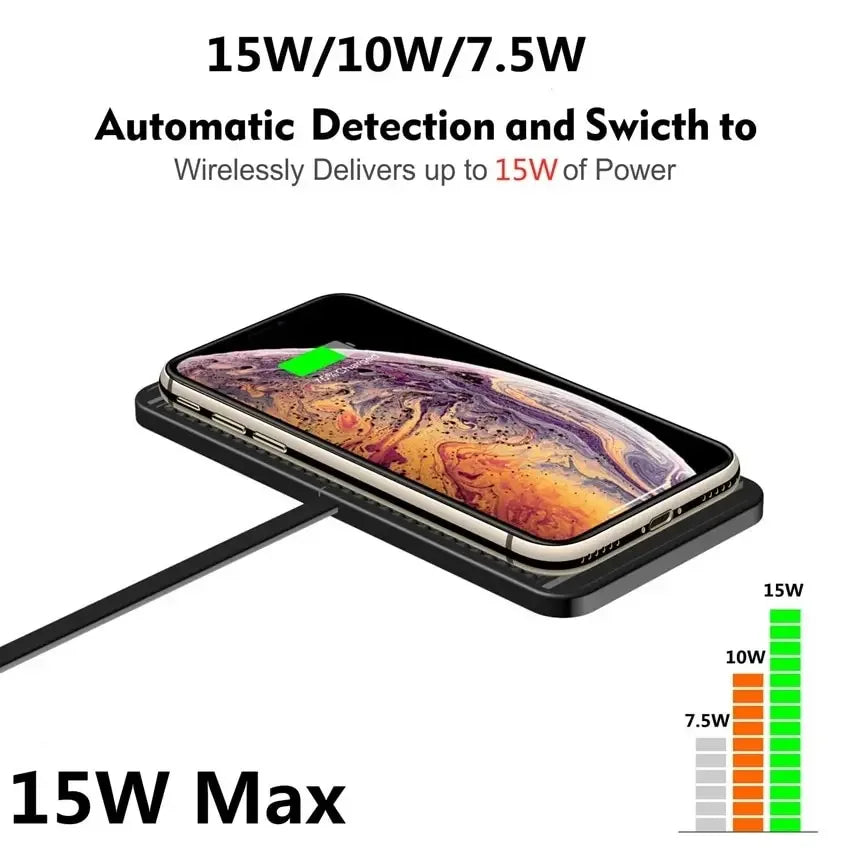 Fast Wireless Charging Pad | 15W Qi Charger Station | iPhone & Samsung