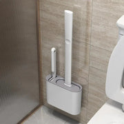 Silicone Toilet Brush Set with Wall Mount | Antibacterial 2-in-1 Scrubber