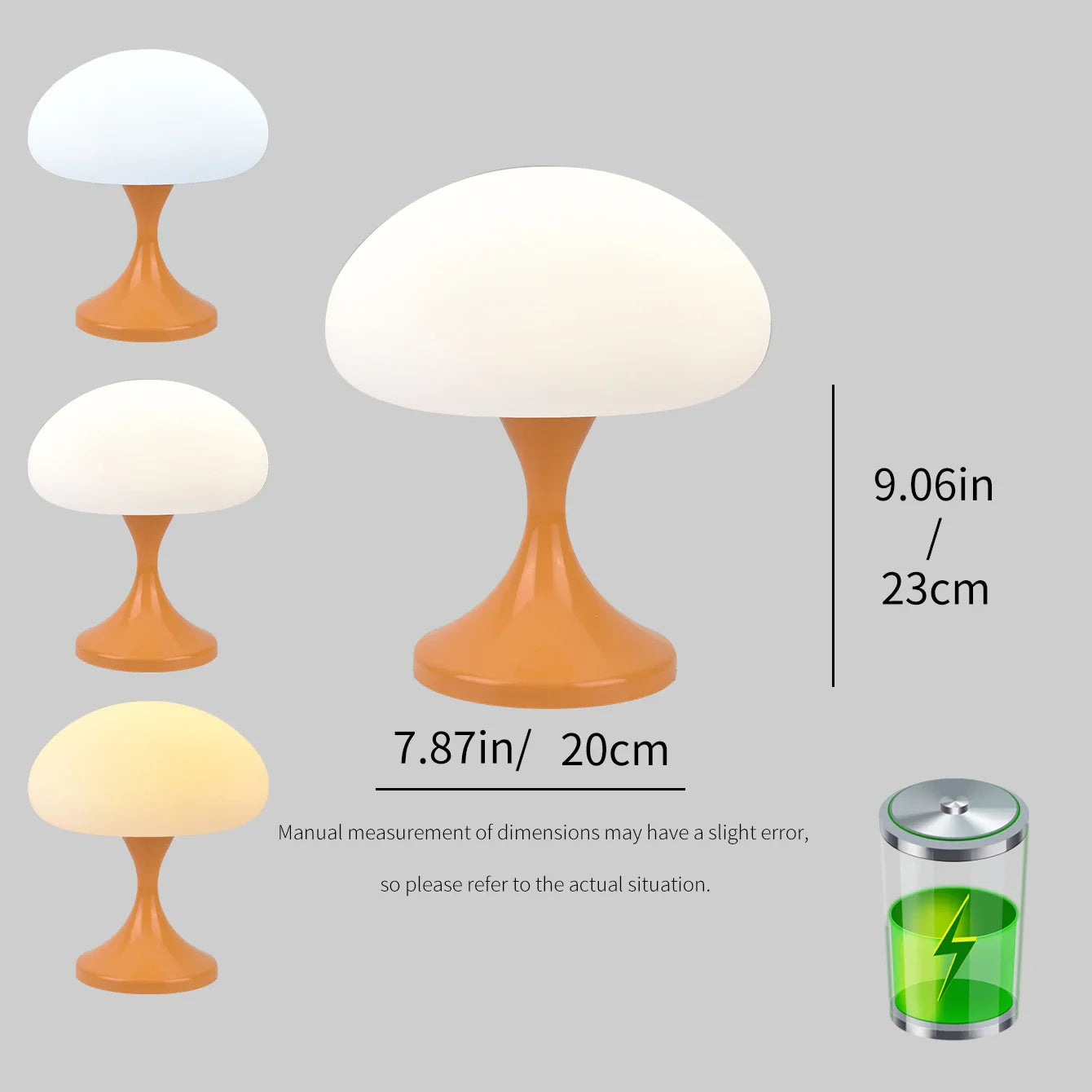 Mushroom Touch Night Light, 3-Mode Dimmable LED Bedside Lamp