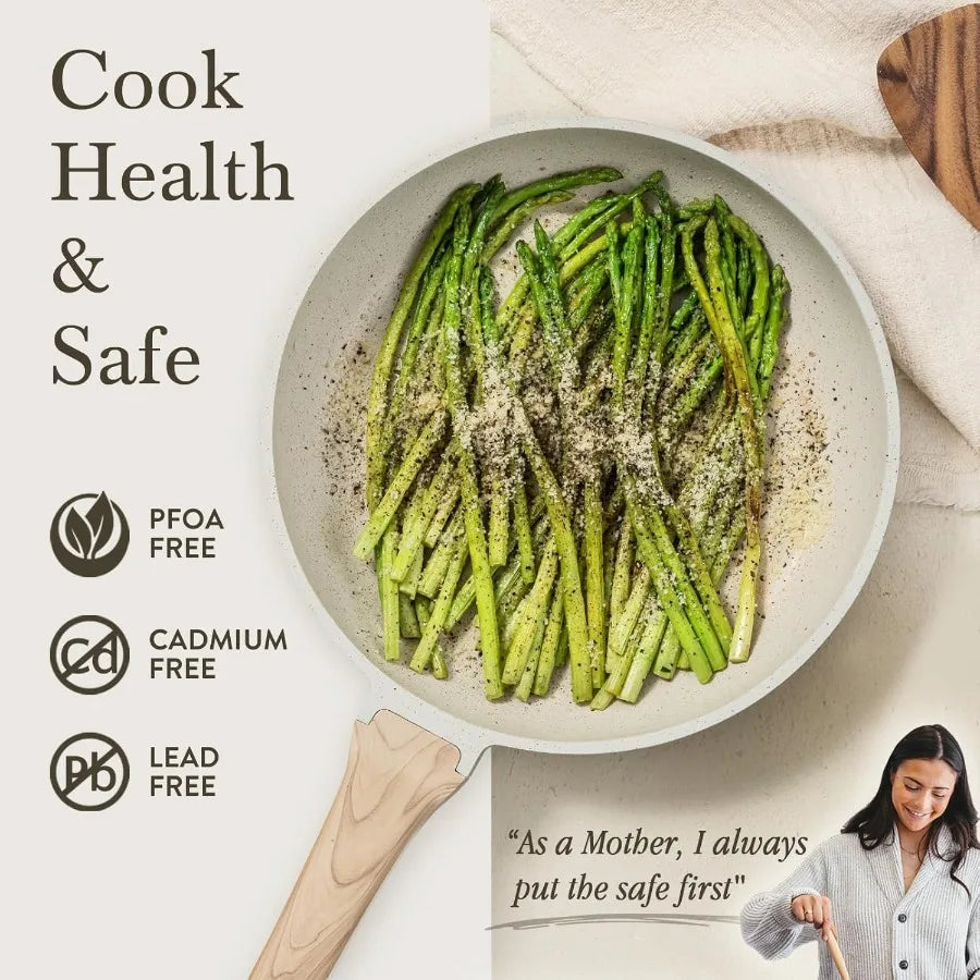 Nonstick 22pcs Cookware Set - White Granite Induction Ready