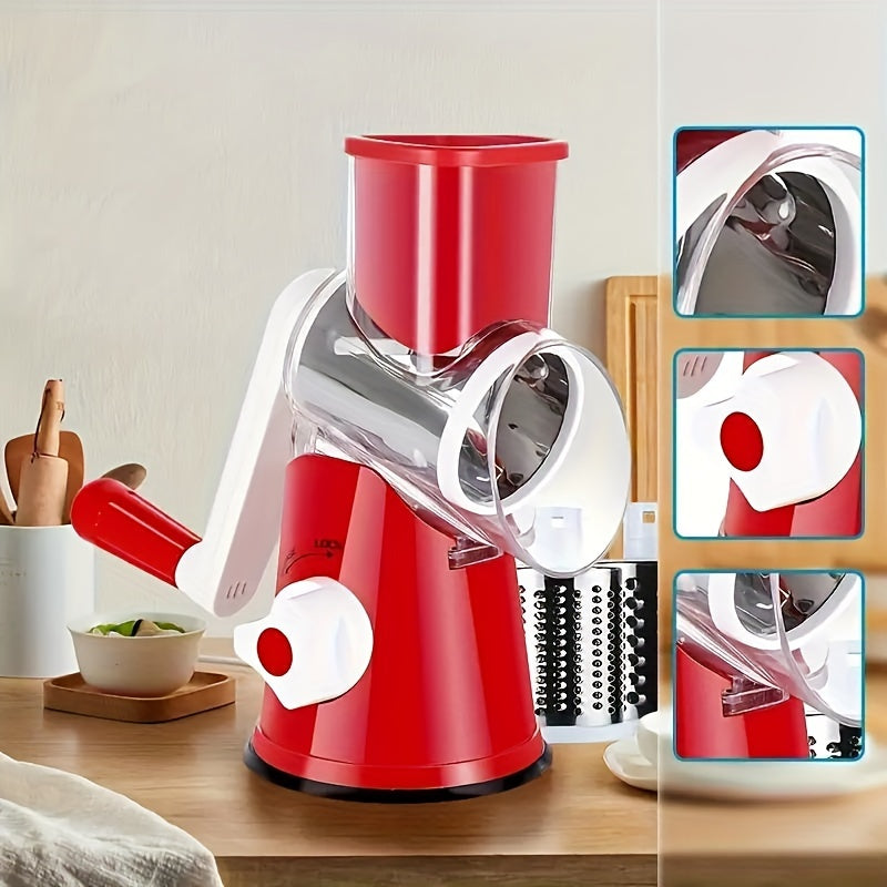 Rotary Drum Grater & Vegetable Slicer | Hand Crank Shredder for Fruit
