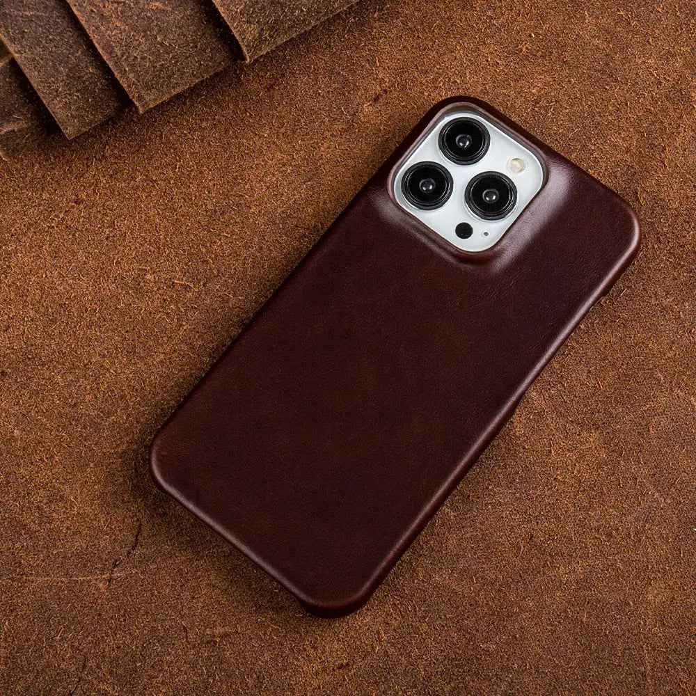 Genuine Cowhide Leather iPhone Case | Handmade Luxury Phone Cover