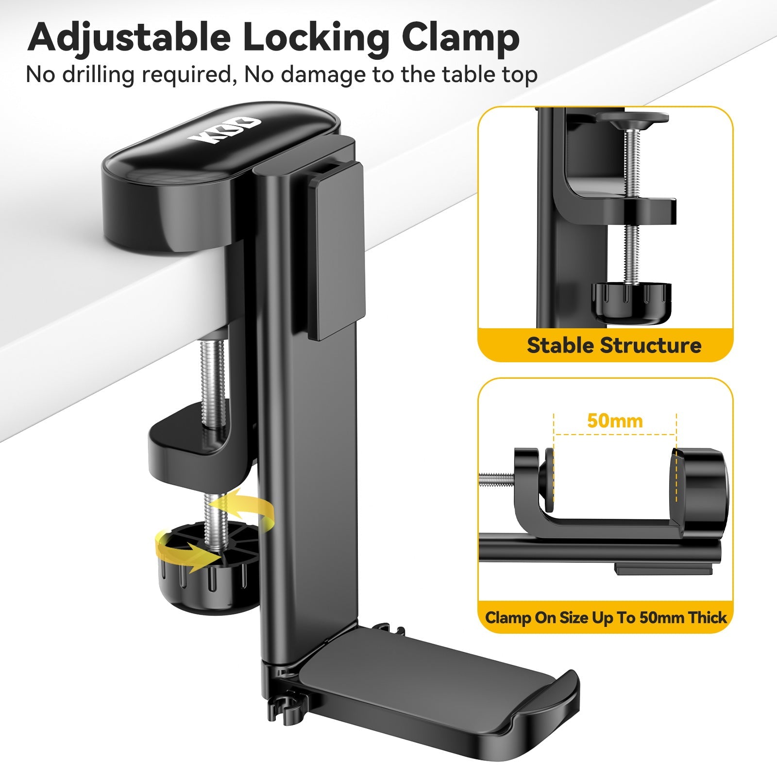 Rotating Desk Organizer - Clamp-On Headphone & Cup Holder for Workspace