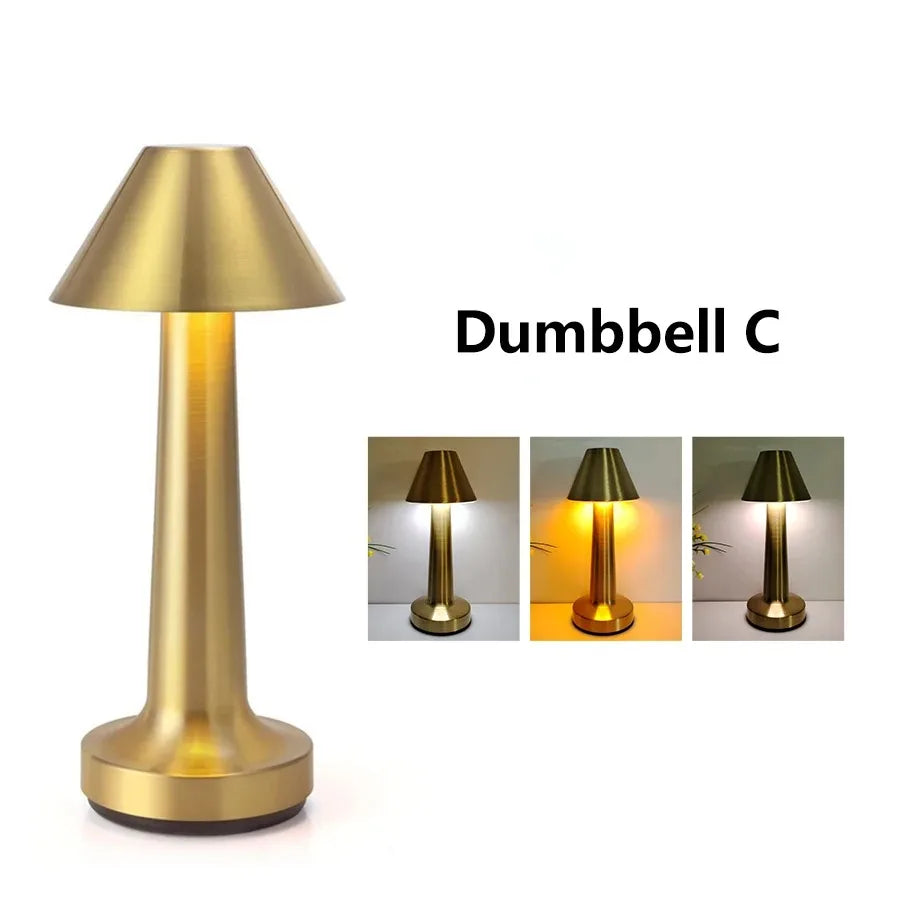 Rechargeable Retro Metal LED Table Lamp | Cordless Dimmable Touch Bedside Light