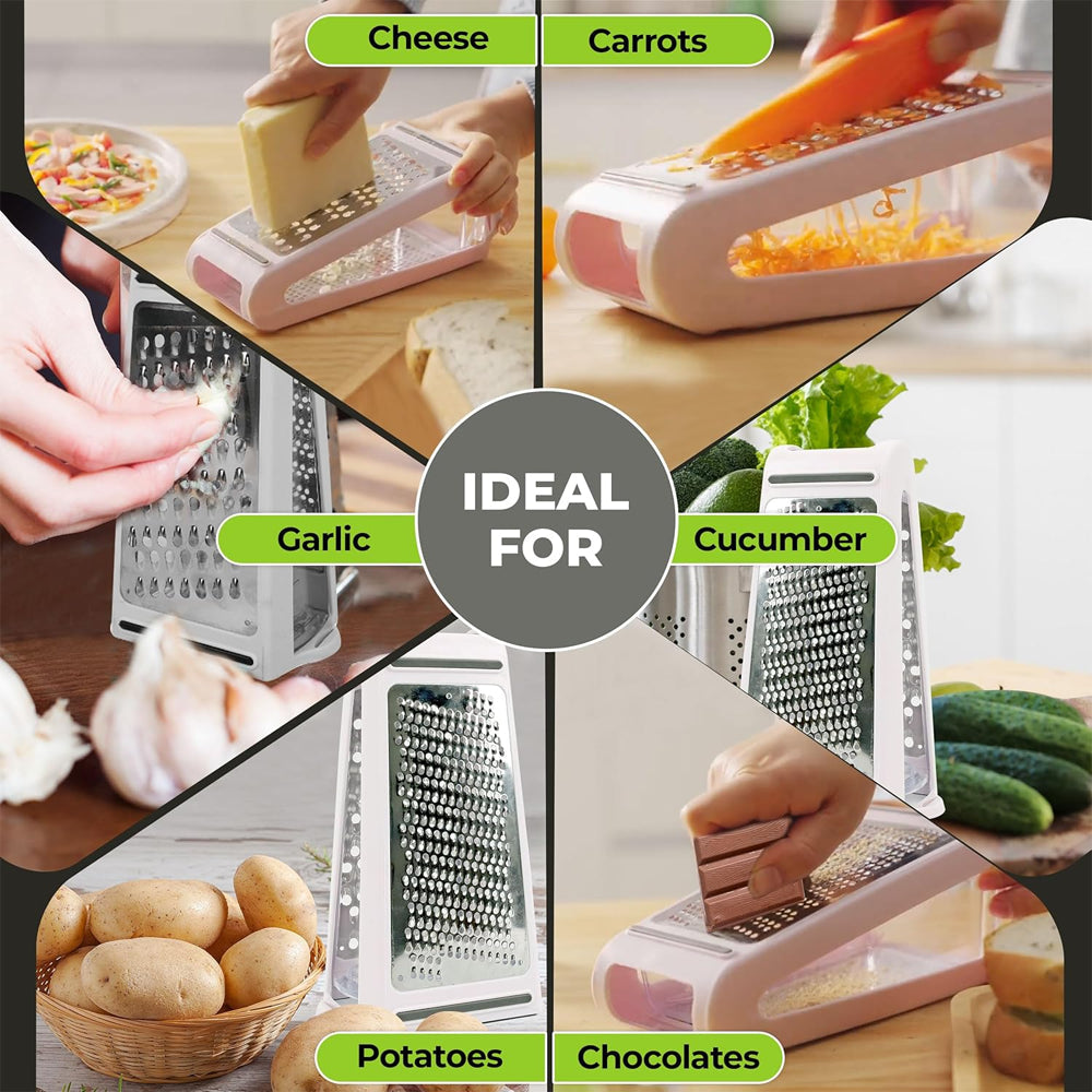 Premium 2-in-1 Cheese Grater with Built-In Storage Container