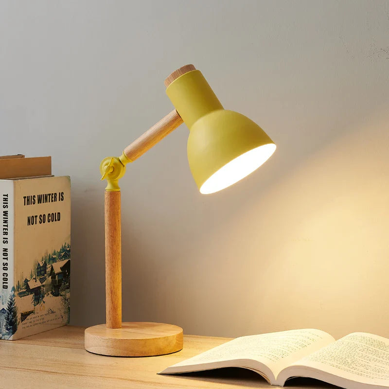 Nordic Wooden LED Table Lamp, Eye Protection Bedside Night Light