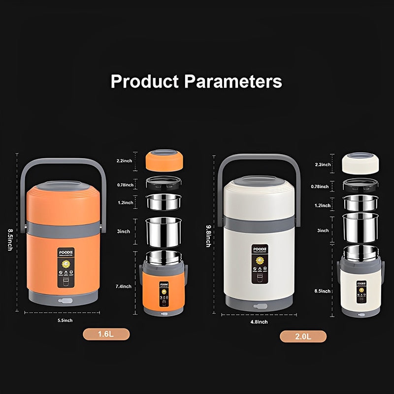 304 Stainless Steel Heated Lunch Box | USB Portable Food Warmer