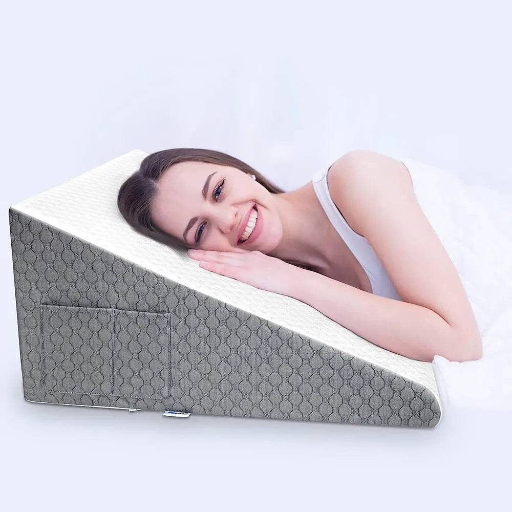 Memory Foam Bed Wedge Pillow | Back Support & Acid Reflux Cushion