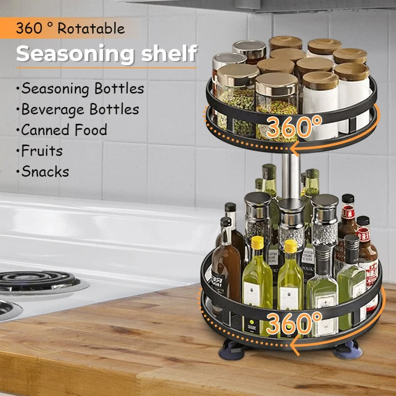 360° Rotating Spice Rack Lazy Susan | Non-Skid Cabinet Turntable Organizer