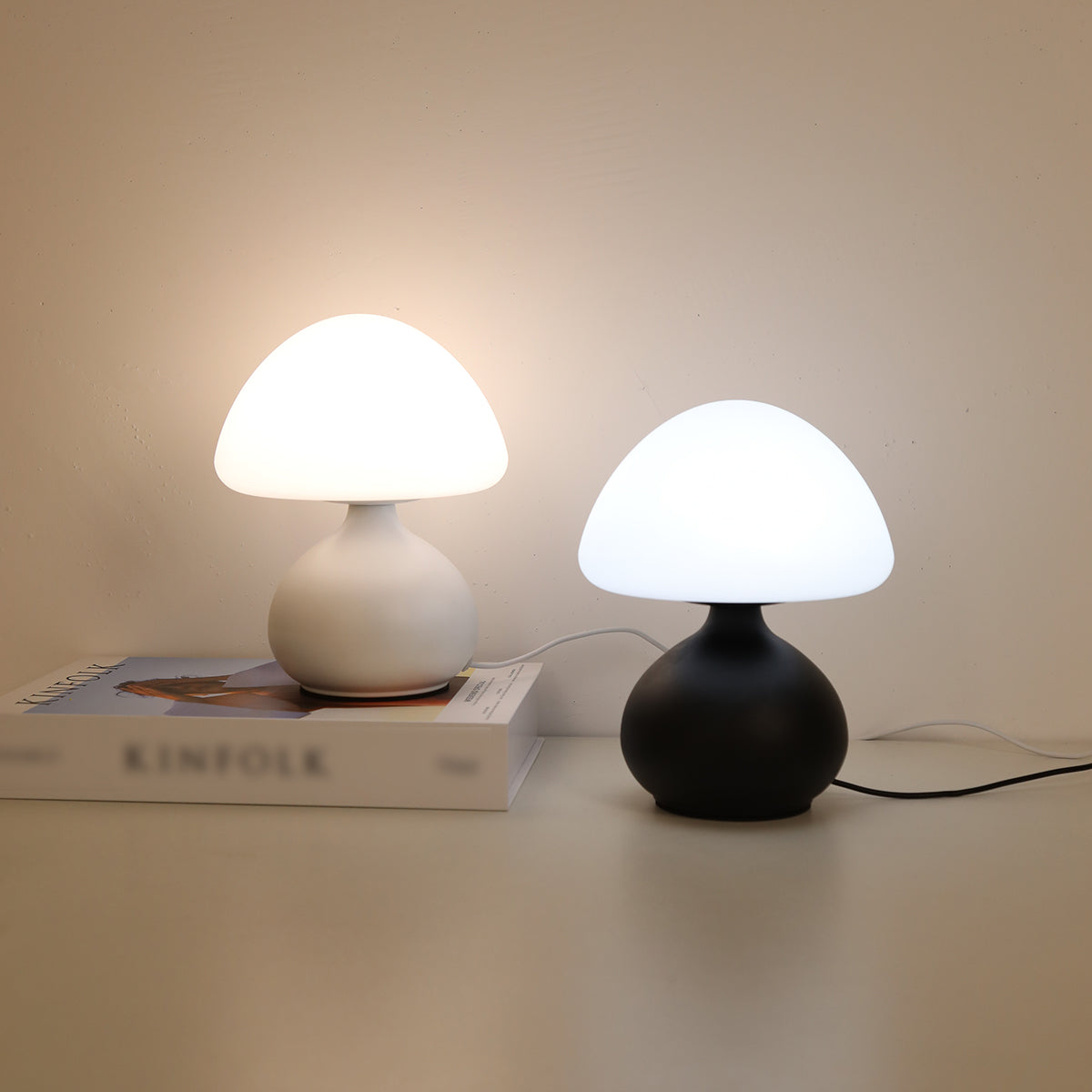 Modern Mushroom Table Lamp | Dimmable LED Bedside Night Light, 3 Color Modes