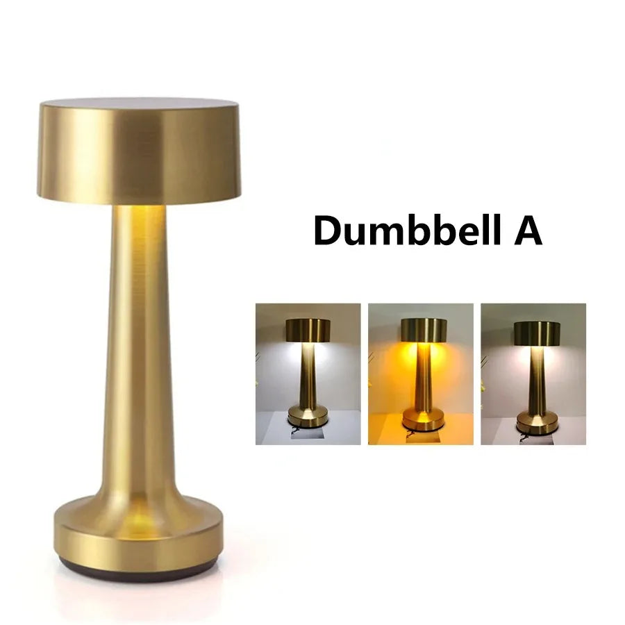 Rechargeable Retro Metal LED Table Lamp | Cordless Dimmable Touch Bedside Light