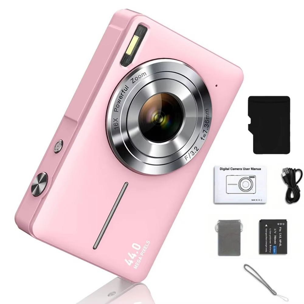 High-Resolution Kids' Digital Camera - 1080P HD, 44MP with 16X Zoom