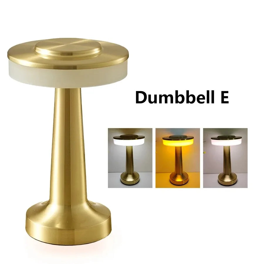 Rechargeable Retro Metal LED Table Lamp | Cordless Dimmable Touch Bedside Light