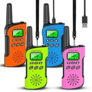 Rechargeable Long Range Kids Walkie Talkies with USB-C for Camping 4 Pack
