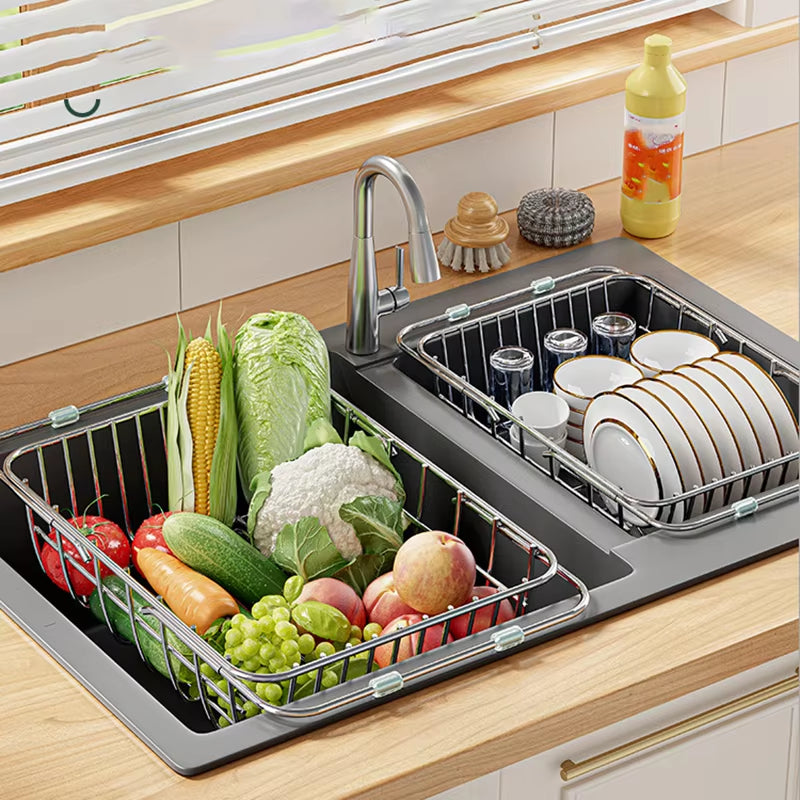 Expandable Over Sink Dish Drying Rack | Stainless Steel Drainer Basket