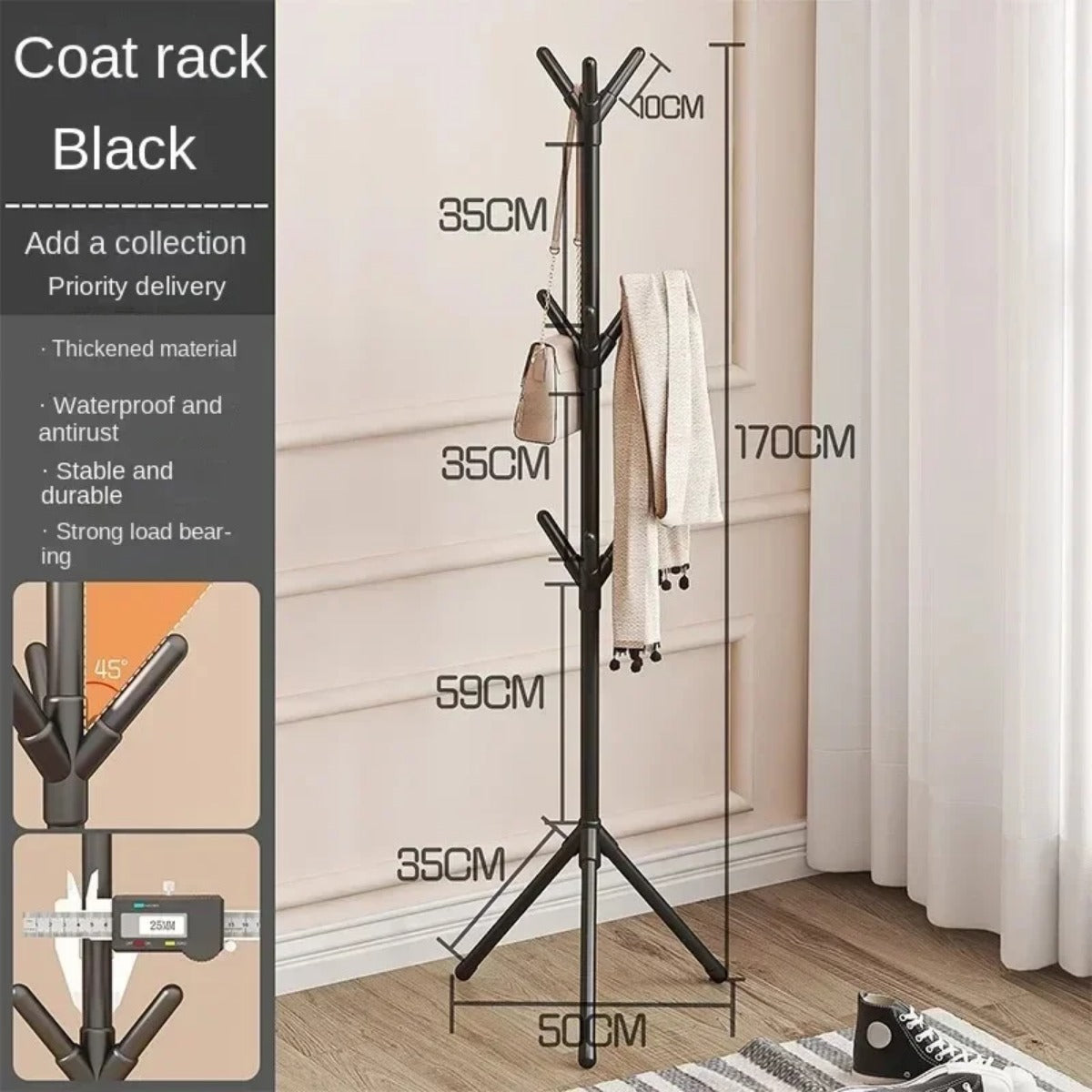 Tree Branch Coat Rack Stand, Clothes & Hat Organizer for Bedroom