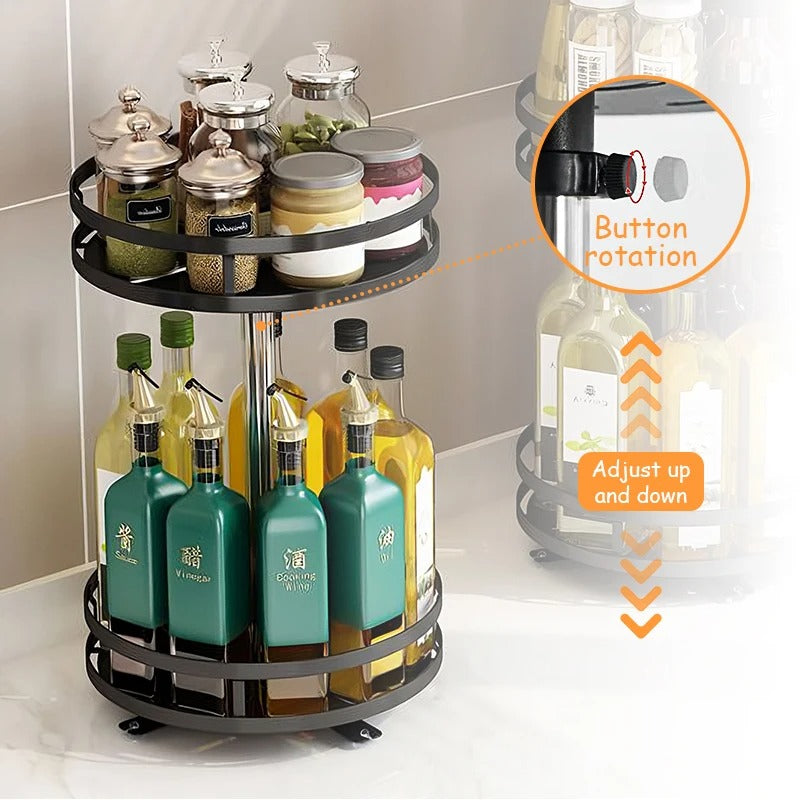 360° Rotating Spice Rack Lazy Susan | Non-Skid Cabinet Turntable Organizer