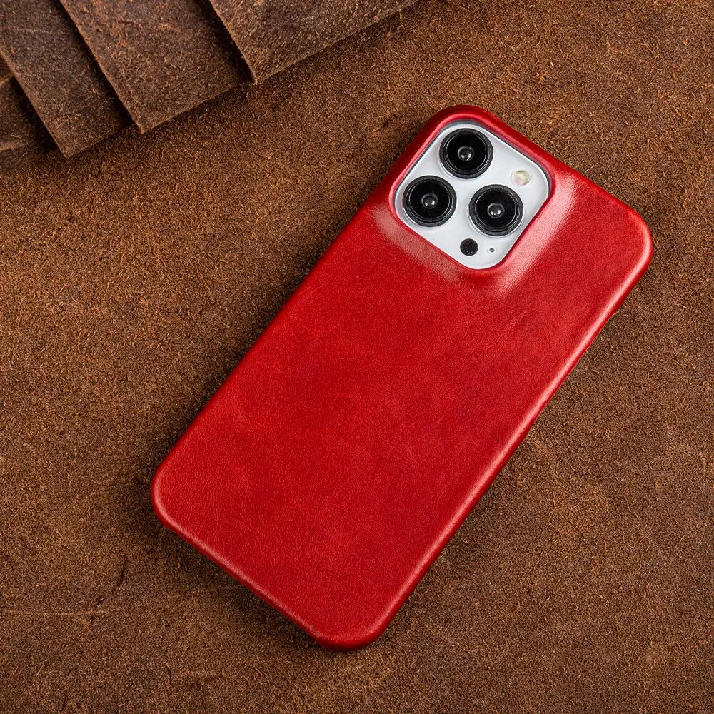 Genuine Cowhide Leather iPhone Case | Handmade Luxury Phone Cover