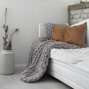 Chunky Knit Wool Blanket | Decorative Sofa Throw for Bed & Home