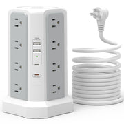 4-Layer Tower Power Strip with 3 Meter Extension Cord | US Plug, PD Fast Charging