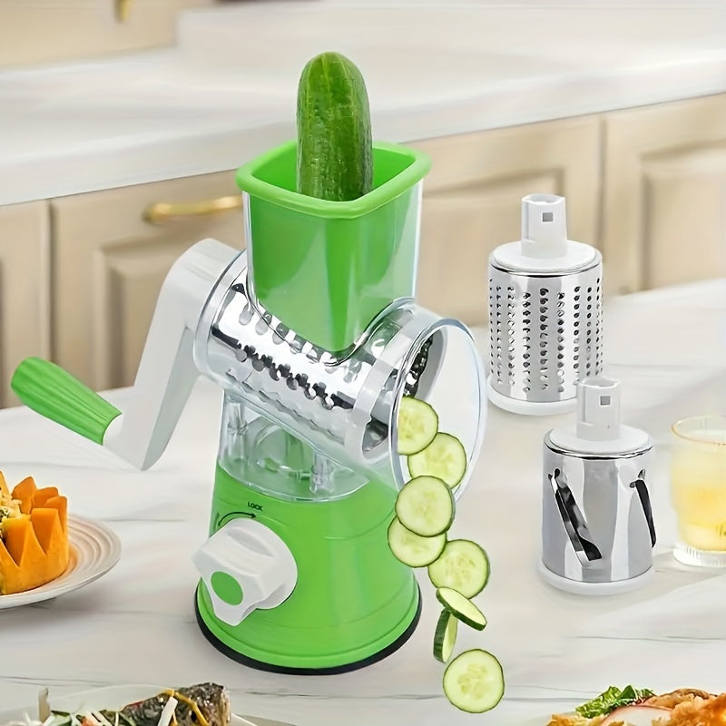 Rotary Drum Grater & Vegetable Slicer | Hand Crank Shredder for Fruit
