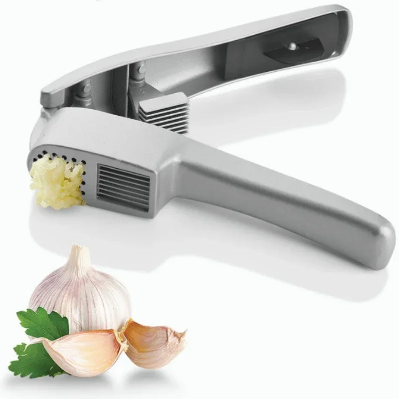 2-in-1 Zinc Alloy Garlic Press & Slicer | Heavy Duty Mincer & Crusher