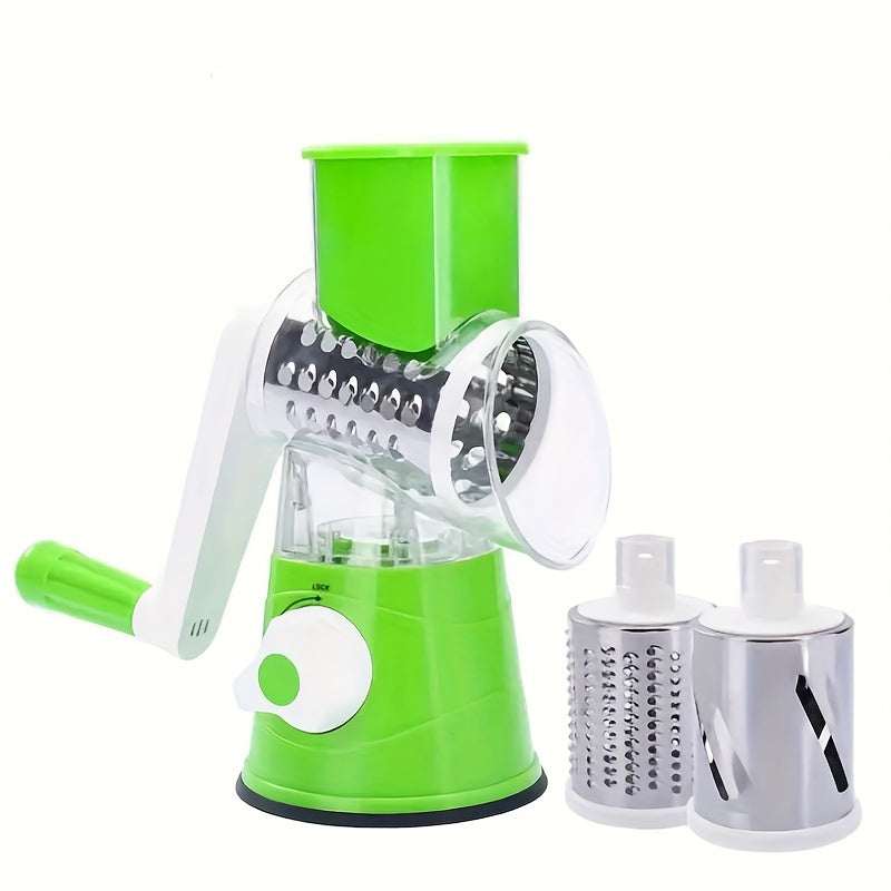 Rotary Drum Grater & Vegetable Slicer | Hand Crank Shredder for Fruit