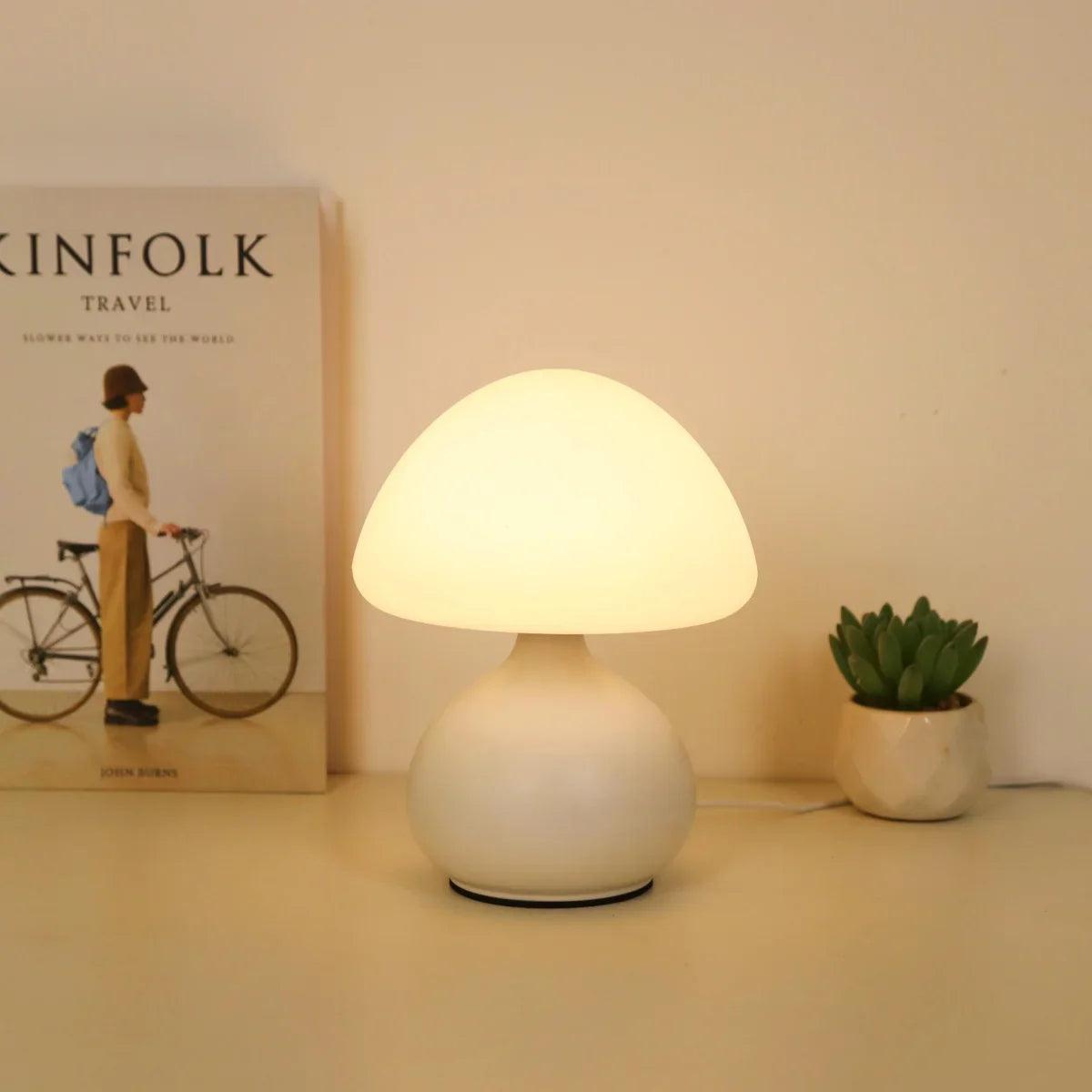 Modern Mushroom Table Lamp | Dimmable LED Bedside Night Light, 3 Color Modes