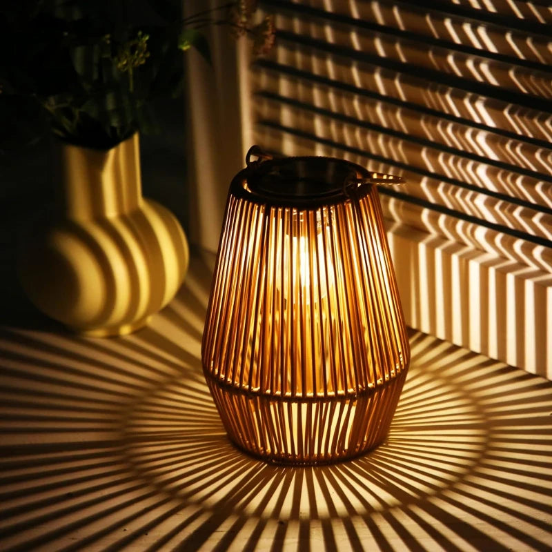 Handwoven Outdoor Solar Lanterns with Tungsten Light | Waterproof Garden Lamp