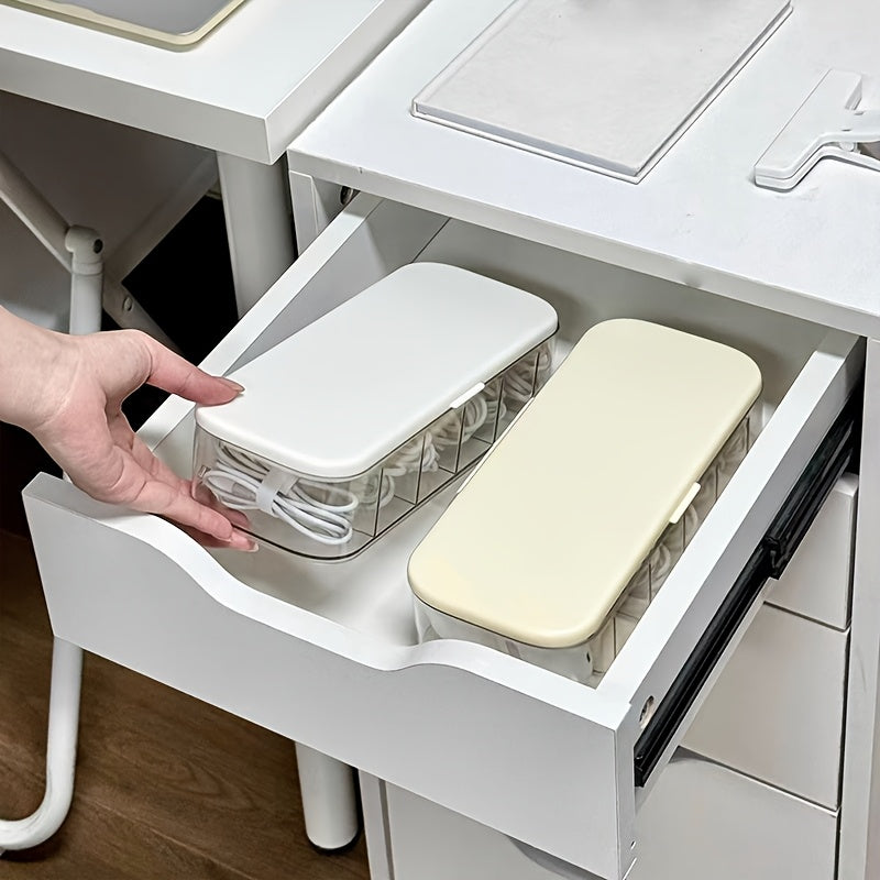 Clear Desktop Cable Organizer Box | Wire Management & Charger Storage