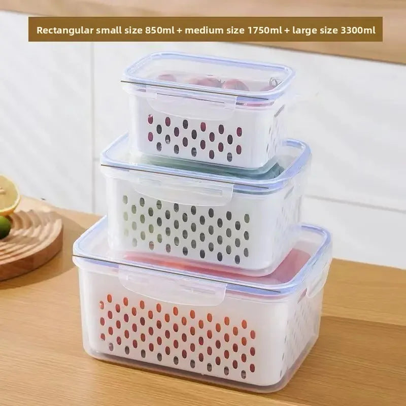 Fridge Food Storage Containers 3Pack - Fruit & Vegetable Produce Saver
