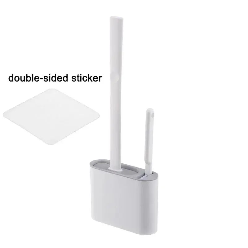 Silicone Toilet Brush Set with Wall Mount | Antibacterial 2-in-1 Scrubber