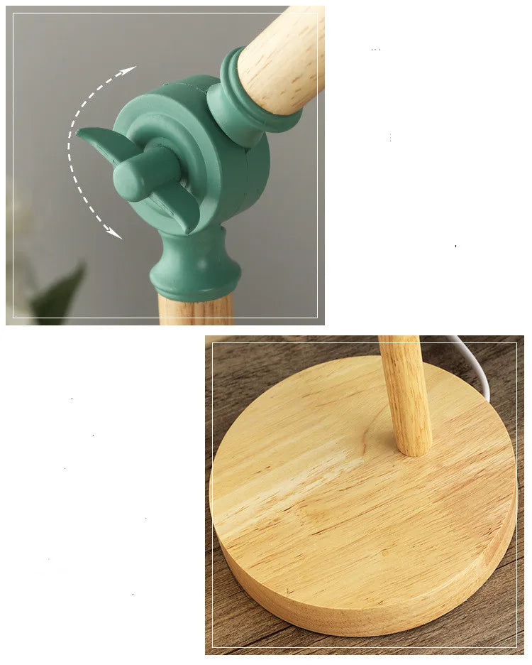 Nordic Wooden LED Table Lamp, Eye Protection Bedside Night Light