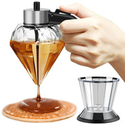 Diamond Glass Honey Dispenser | No Drip Syrup Jar Container