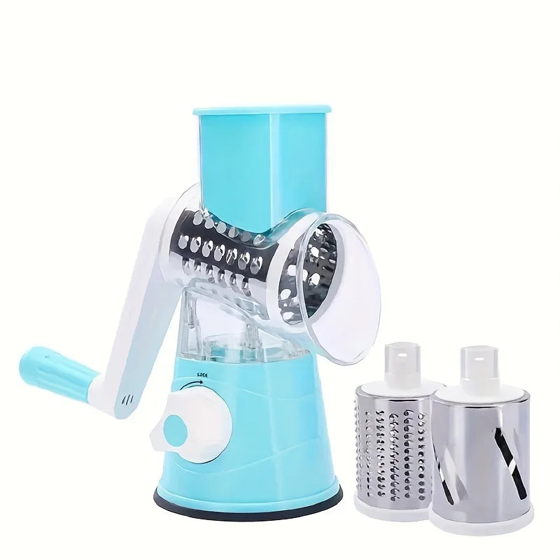 Rotary Drum Grater & Vegetable Slicer | Hand Crank Shredder for Fruit